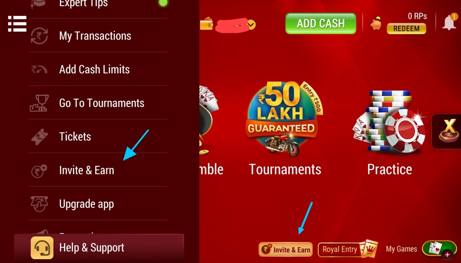 rummy circle invite earn